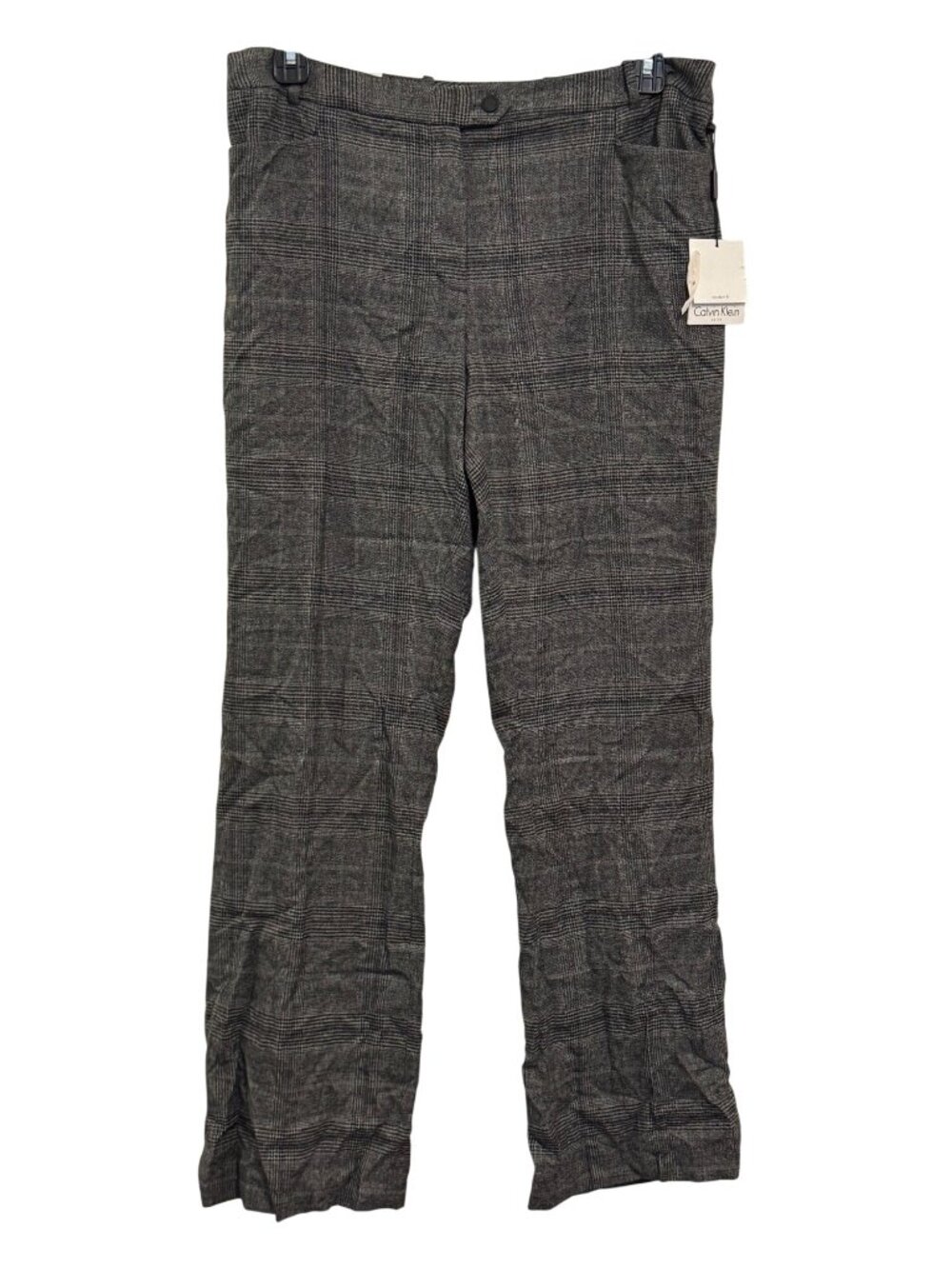 Calvin Klein Womens Modern Fit Glen Plaid Dress Pants Size 12 Gray Polyester Ble